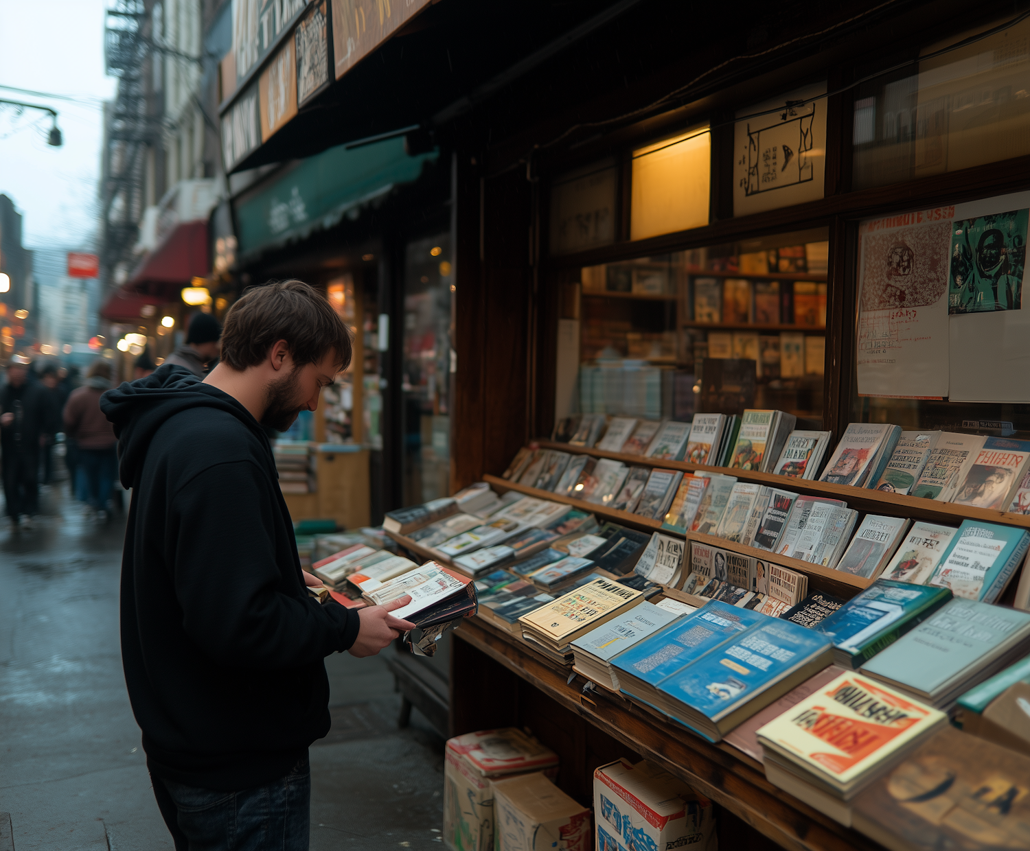 A person intently browsing books on a tablet, symbolizing the active search for engaging new reads.