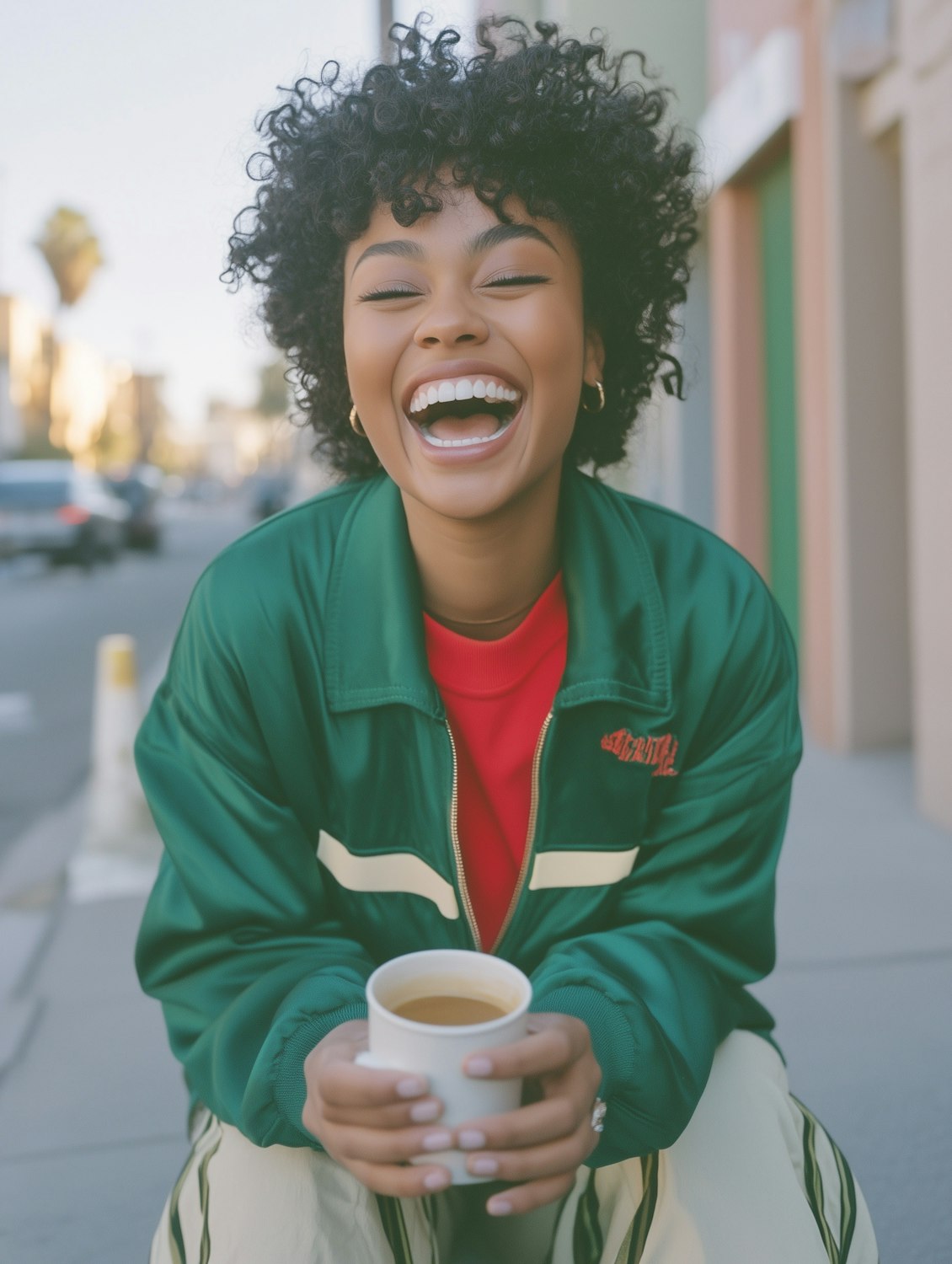 A person genuinely laughing while absorbed in a magazine or digital content, capturing the essence of finding true humor.