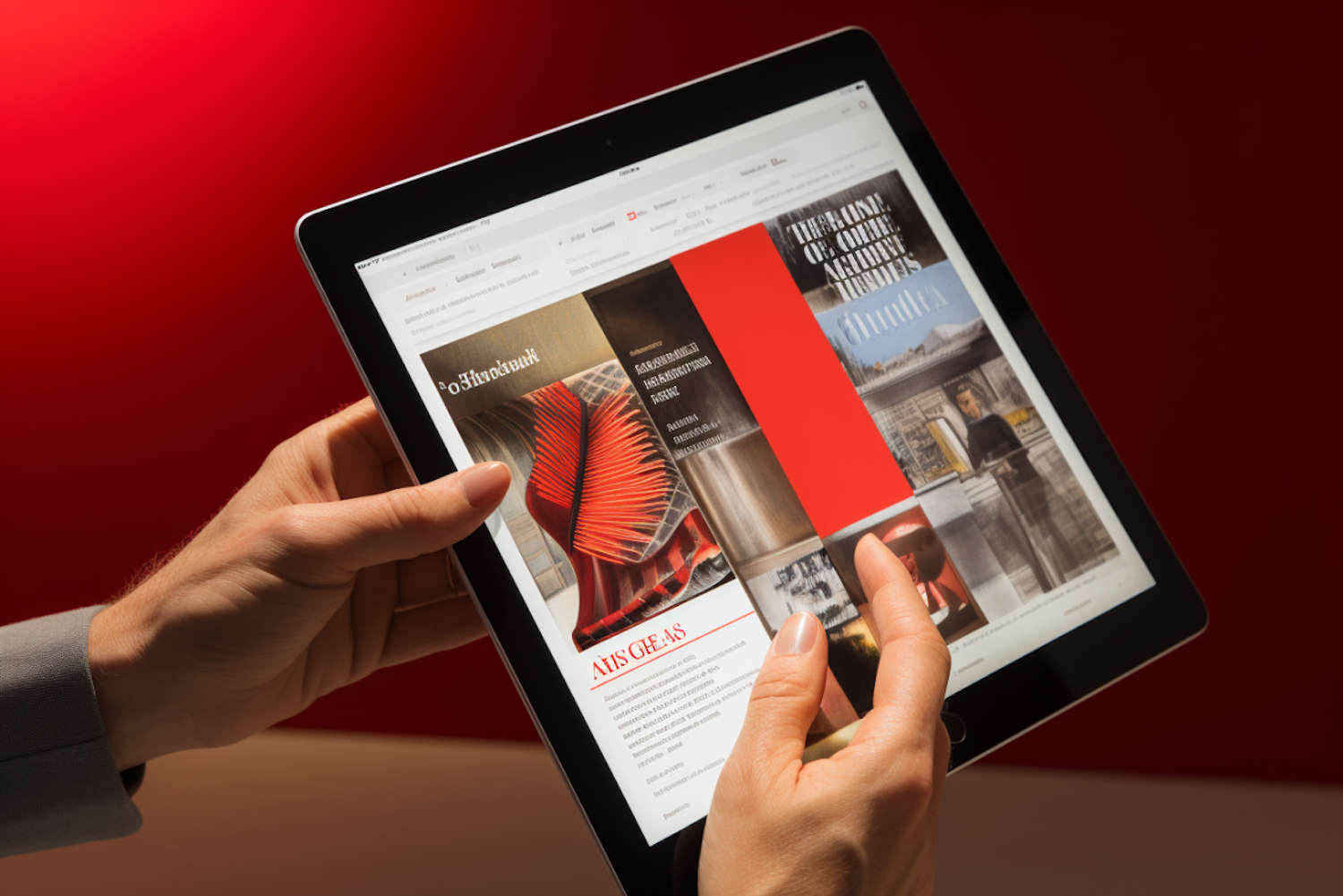 A person confidently reading a digital magazine on a tablet, symbolizing the future of human-curated content in an AI-driven world.