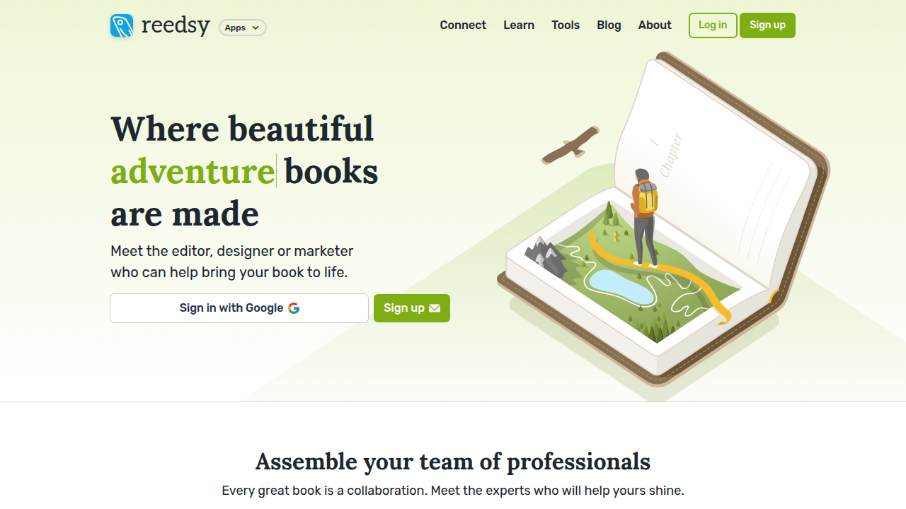 A screenshot of Reedsy.com, a platform for authors and publishers, showcasing its resources for discovering literary magazines, including those featuring genre-bending humor.
