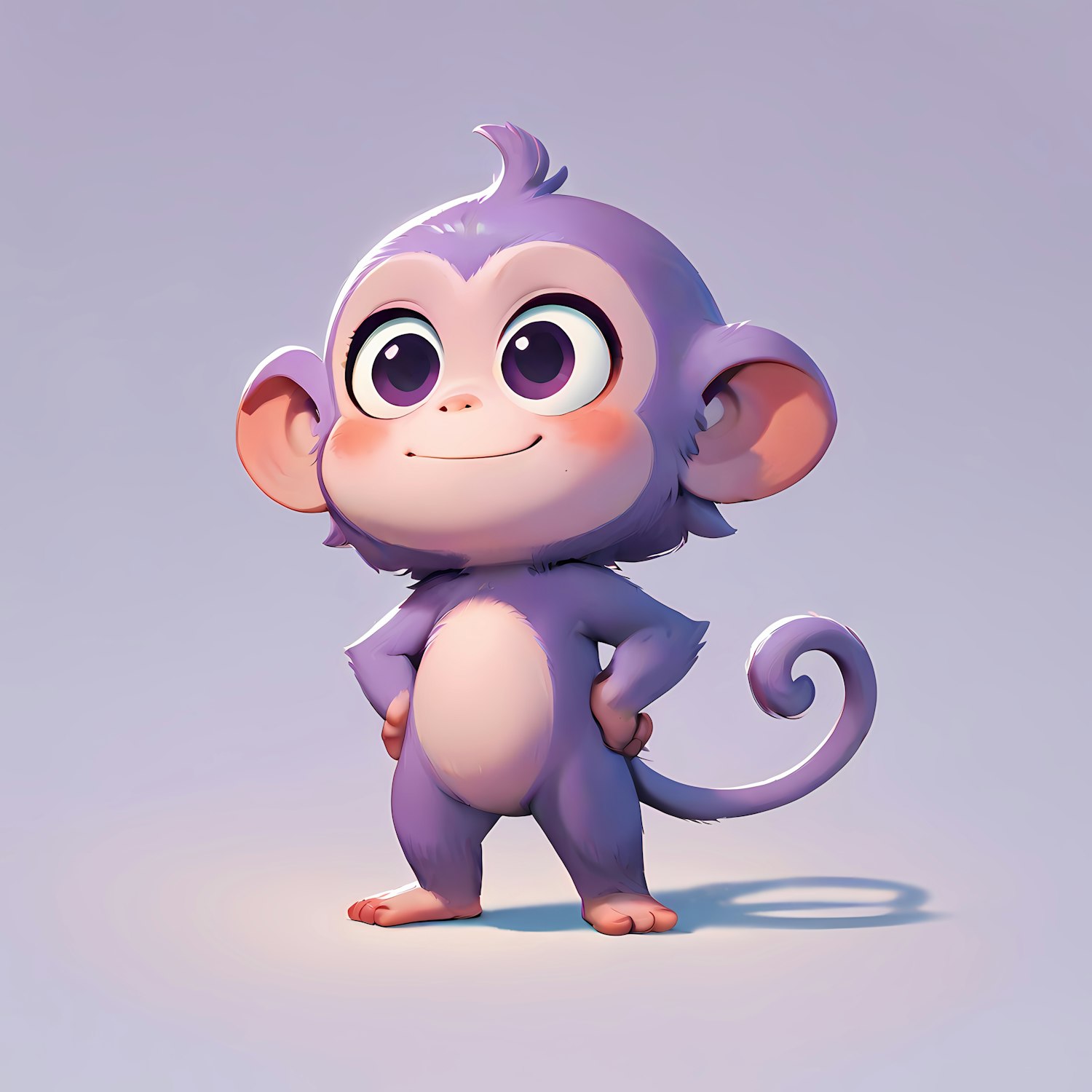 An animated monkey cartoon character demonstrating the squash and stretch principle, showcasing exaggerated movement for comedic effect.