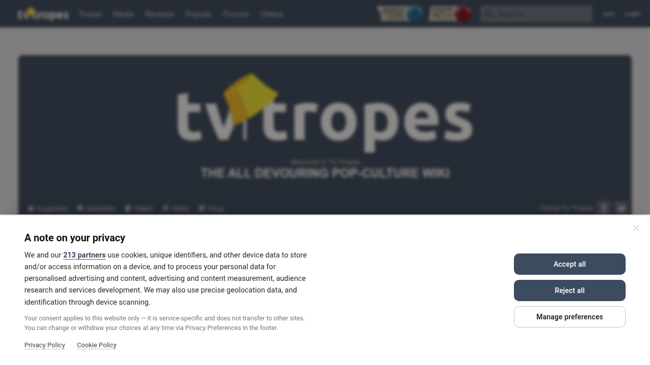 Explore common narrative devices, character archetypes, and plot conventions in popular culture on the TV Tropes website.