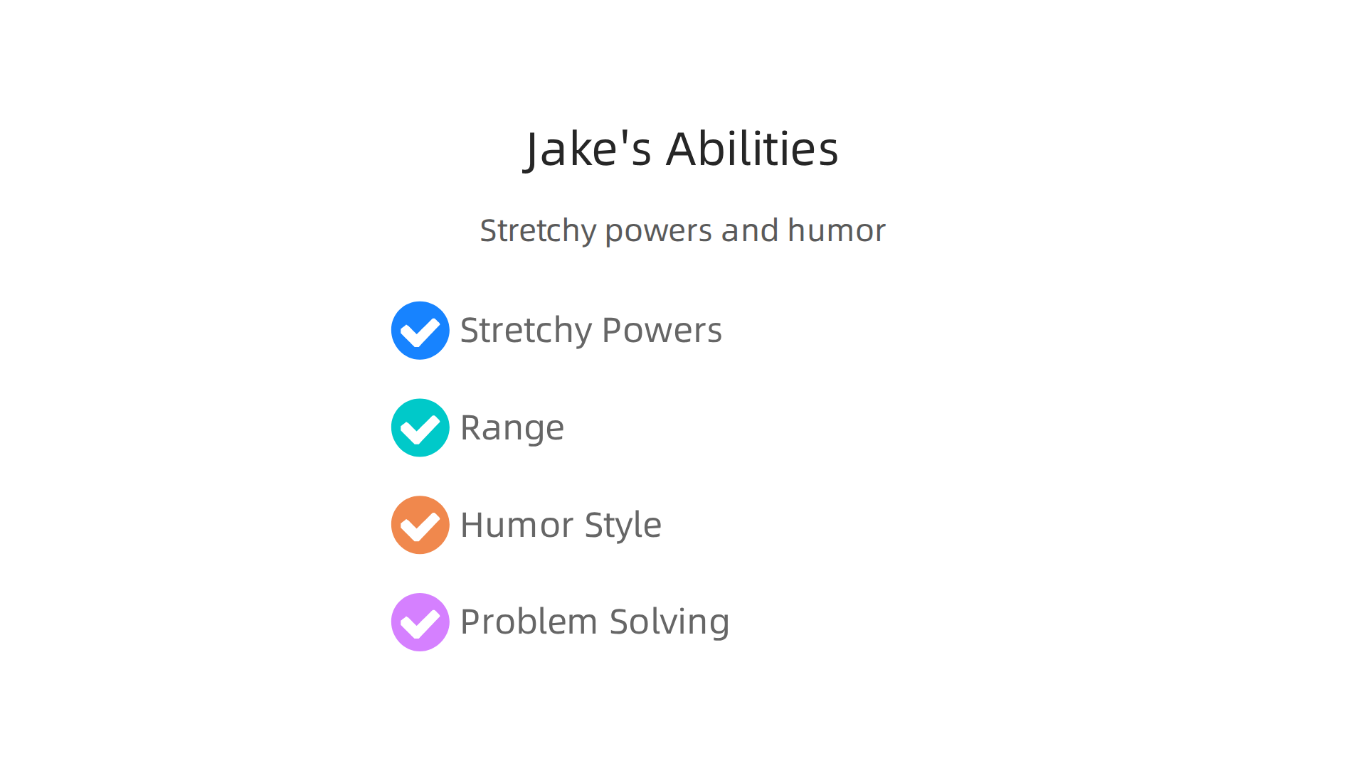A visual breakdown of Jake the Dog's Stretchy Powers and his humorous approach.