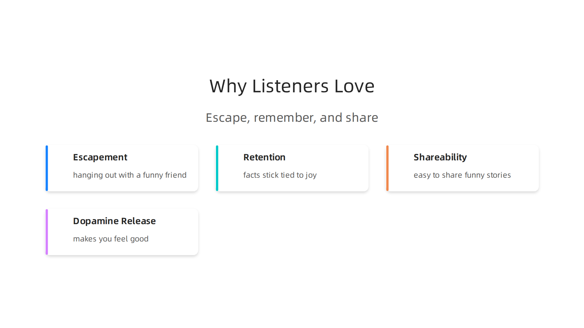 The appeal of funny history podcasts stems from their ability to offer escapement, boost retention, and enhance shareability, transforming learning into an enjoyable social experience.