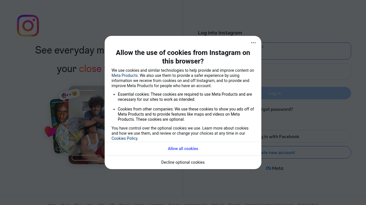 Screenshot of the Instagram homepage, highlighting its role as a key platform for sharing visual humor and viral content.
