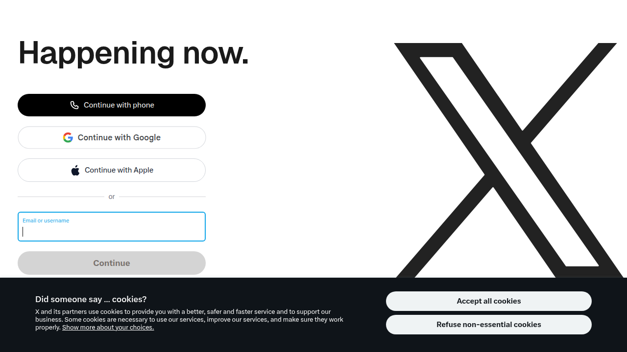 Screenshot of the X (formerly Twitter) homepage, demonstrating its function as a fast-paced platform for viral memes and discussions.